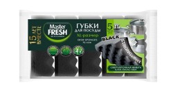 Губки для мытья посуды 5 шт. Master Fresh стронг эффект сверхпрочная фибра р. XL черные