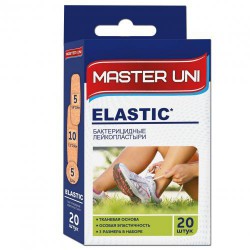 Лейкопластырь бактерицидный Master Uni эластичный на тканевой основе 3 размера в наборе 20 шт.